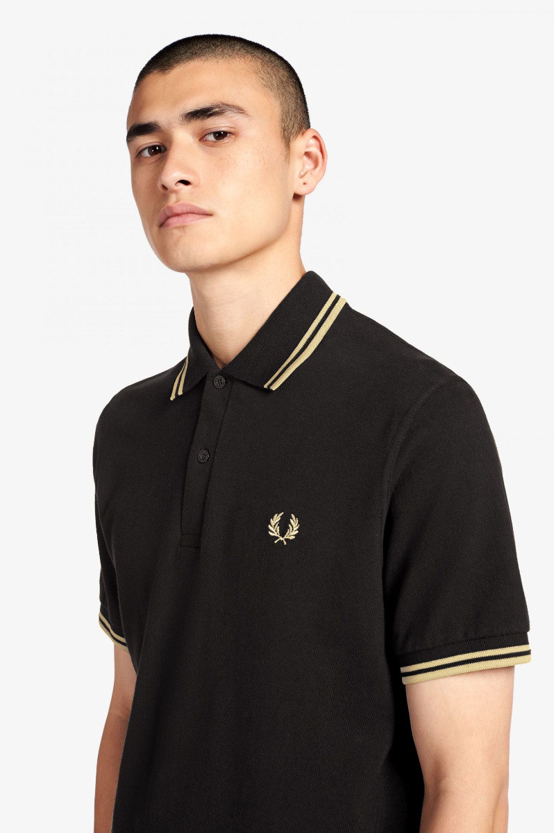 Fred Perry Twin Tipped Shirt black/champagne Made in England M12-44