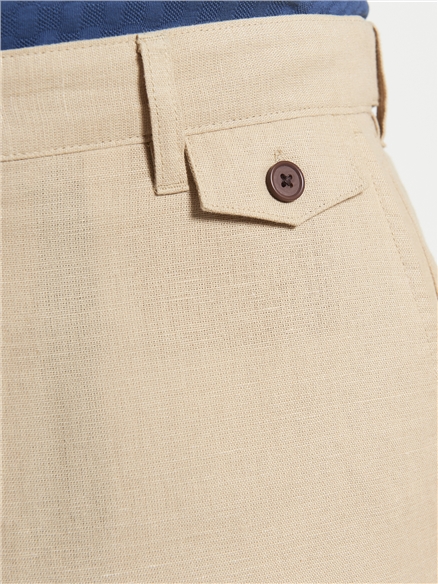 Ben Sherman Linen Cotton Trousers in Stone