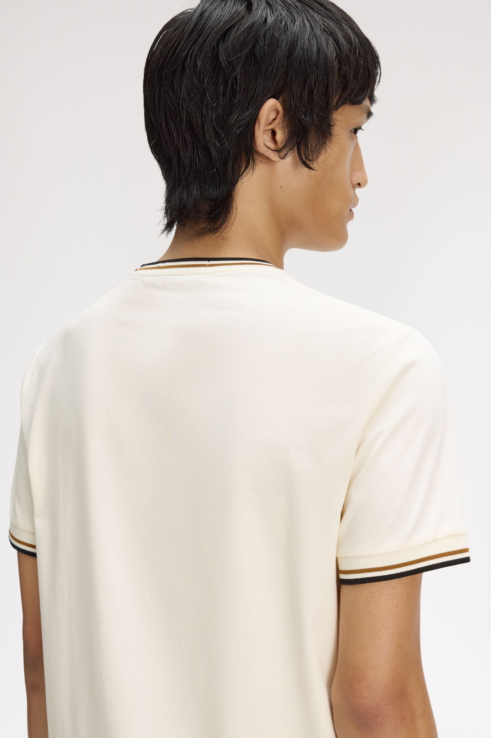 Fred Perry Twin Tipped T-Shirt (Ecru/Dark Caramel/Black)