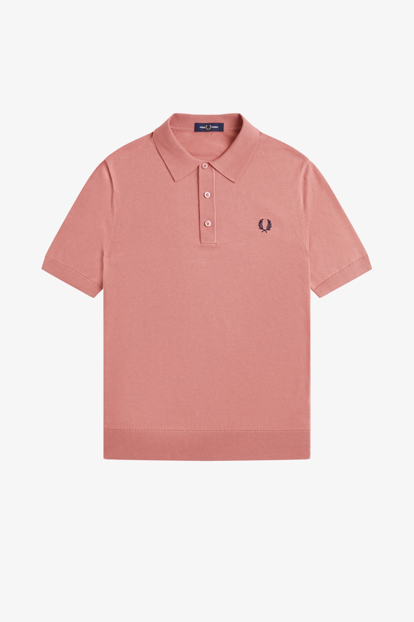 Fred Perry Cotton Knitted Shirt in Putty Pink 