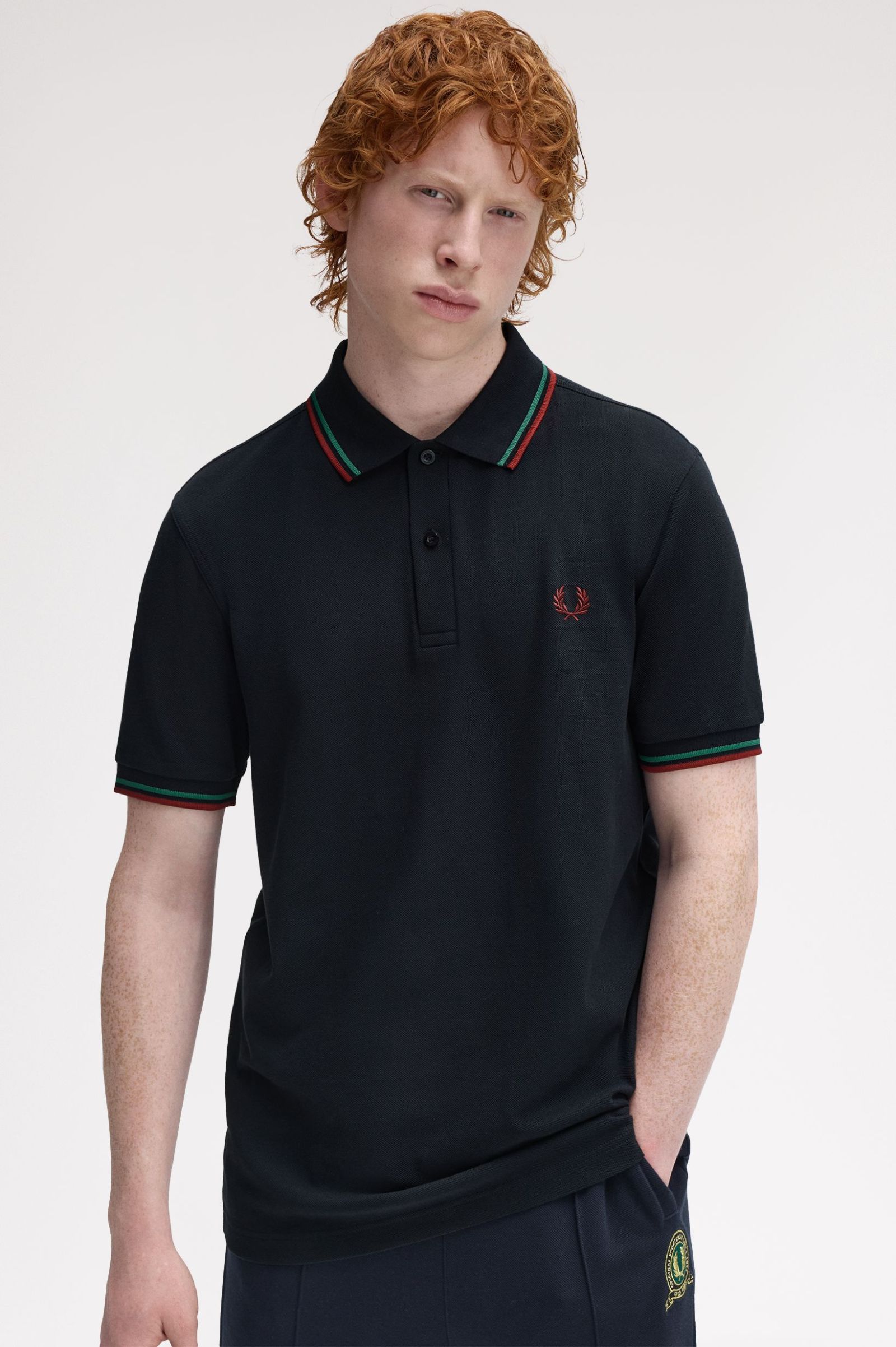 Fred Perry Twin Tipped Polo Shirt (Navy/Sport Green/Burnt Red)