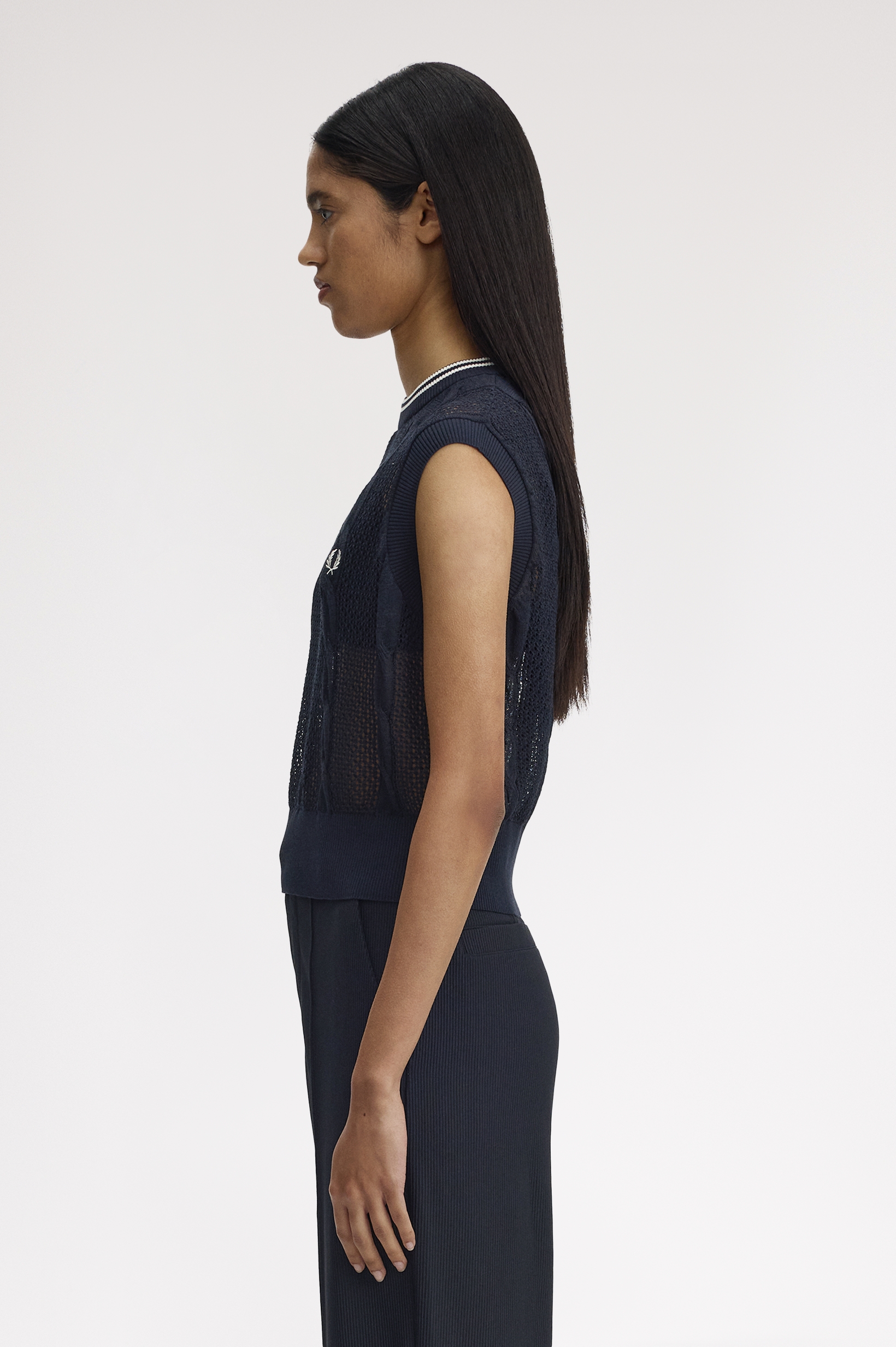 Fred Perry Mesh Cable Knit Tank (Navy)