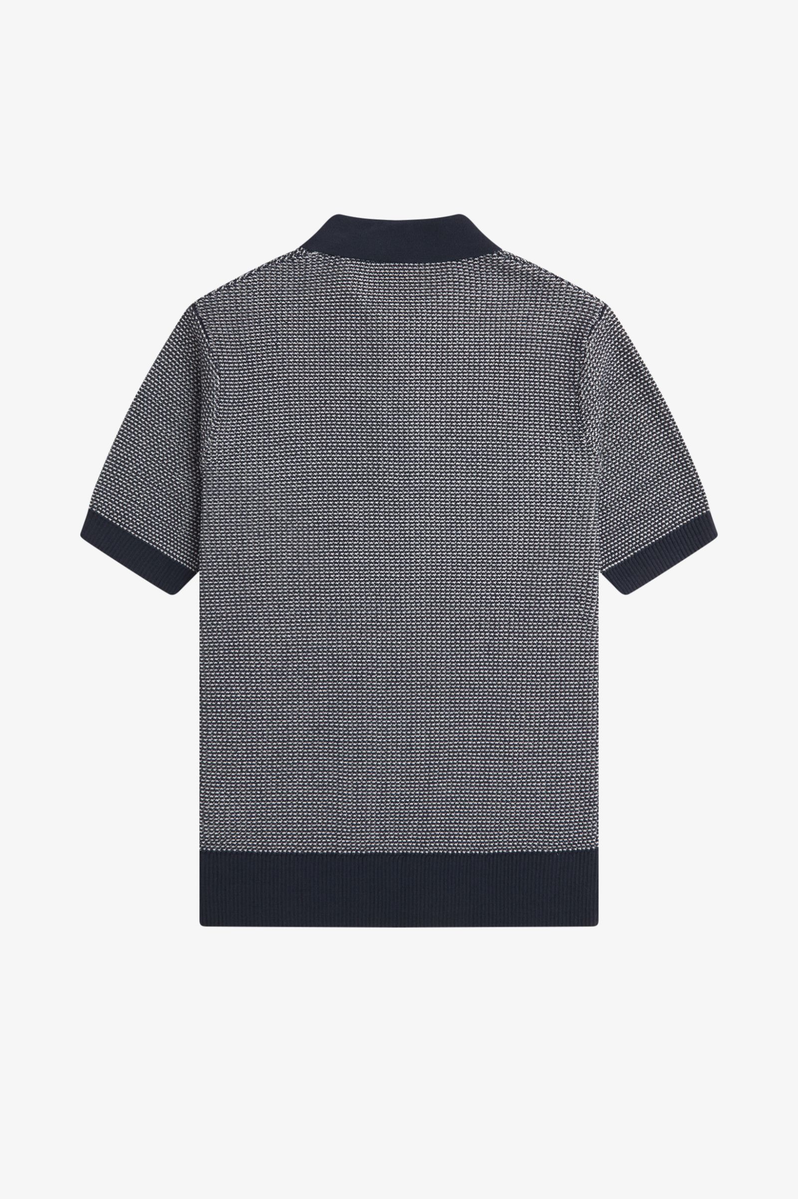 Fred Perry Textured Knitted Zip-Through Shirt (Navy) 