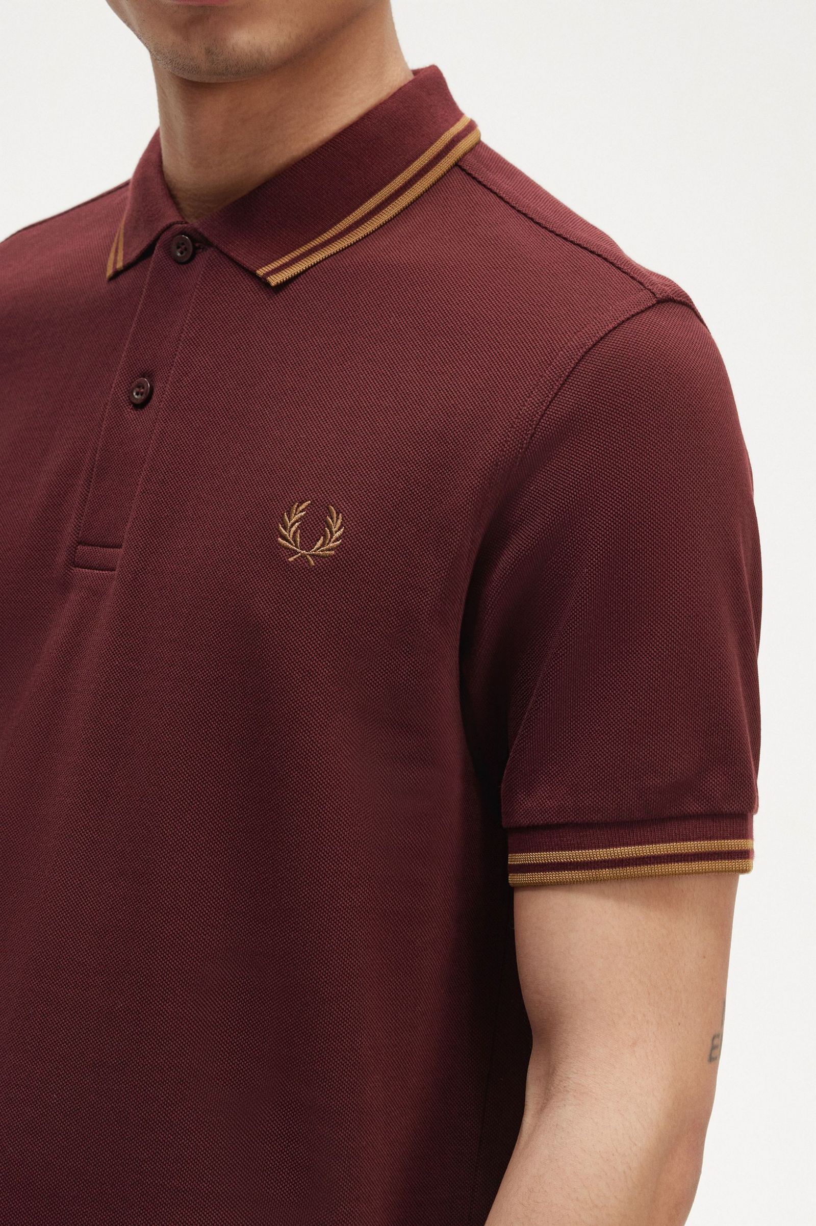 Fred Perry M3600 Twin Tipped Polo Oxblood/Shaded Stone