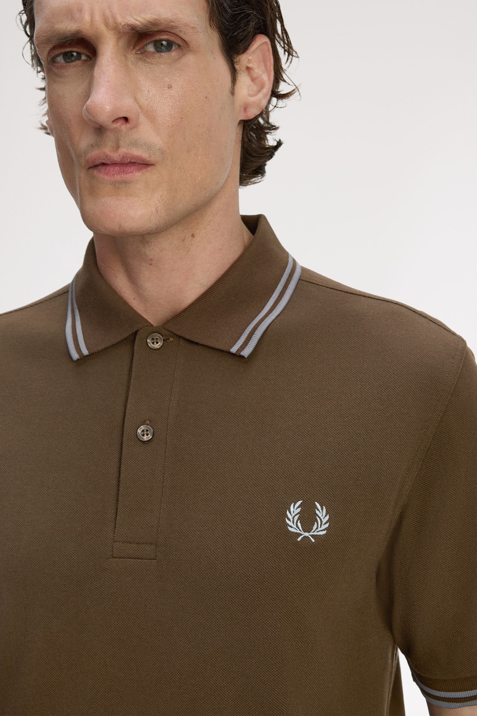 Fred Perry M3600 Twin Tipped Polo Shirt (Burned Tobacco/Stockport Blue)