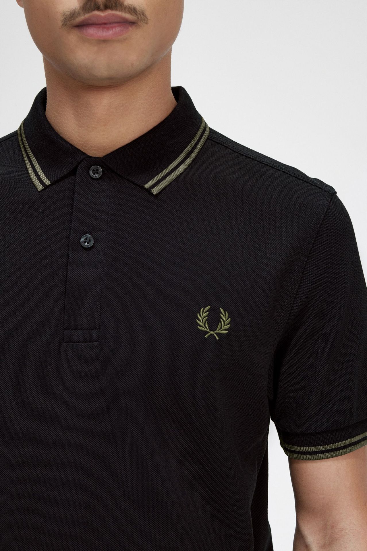 Fred Perry Twin Tipped Shirt in Black/Green 