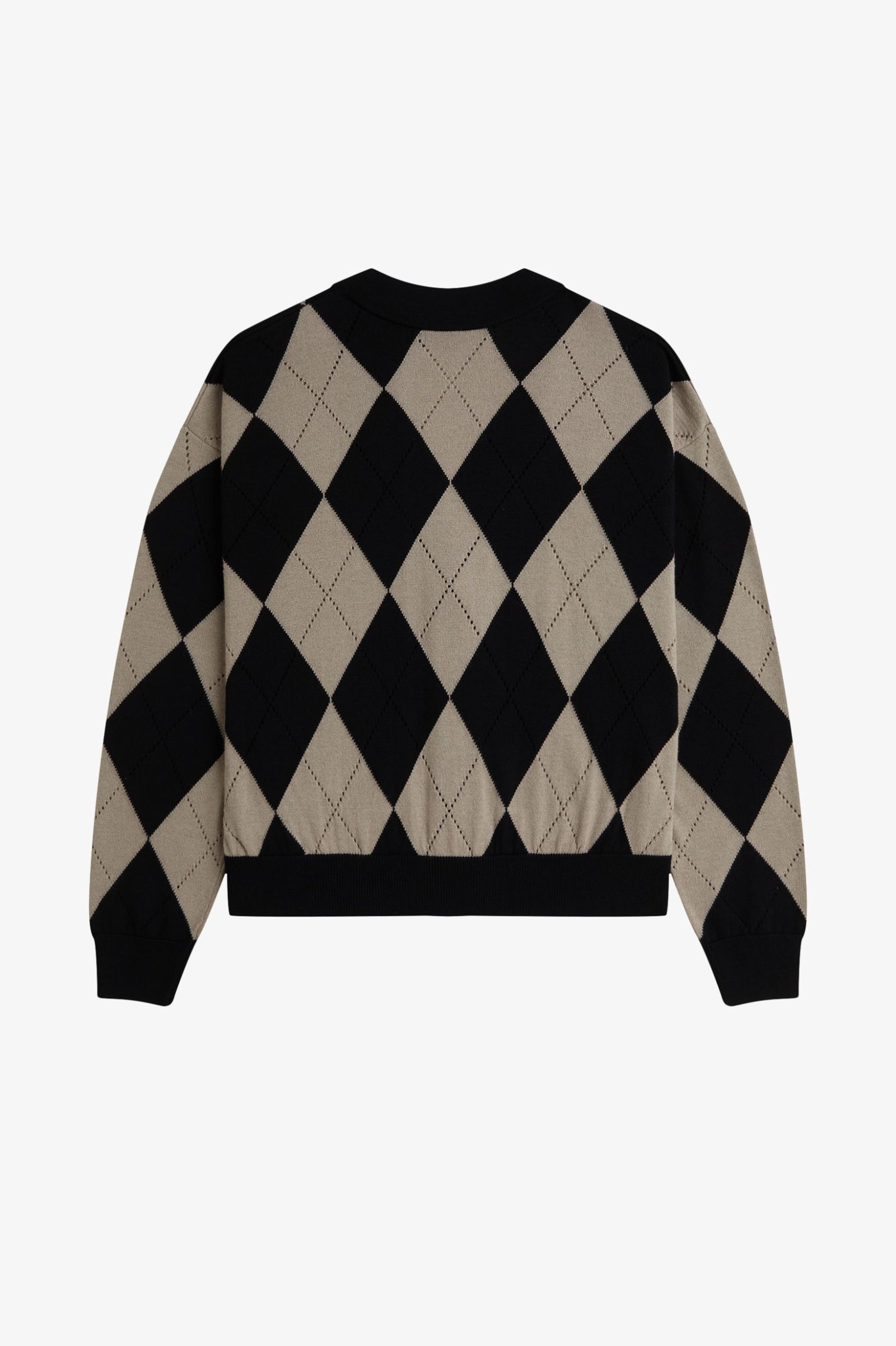 Fred Perry Argyle Pointelle Cardigan (Black)