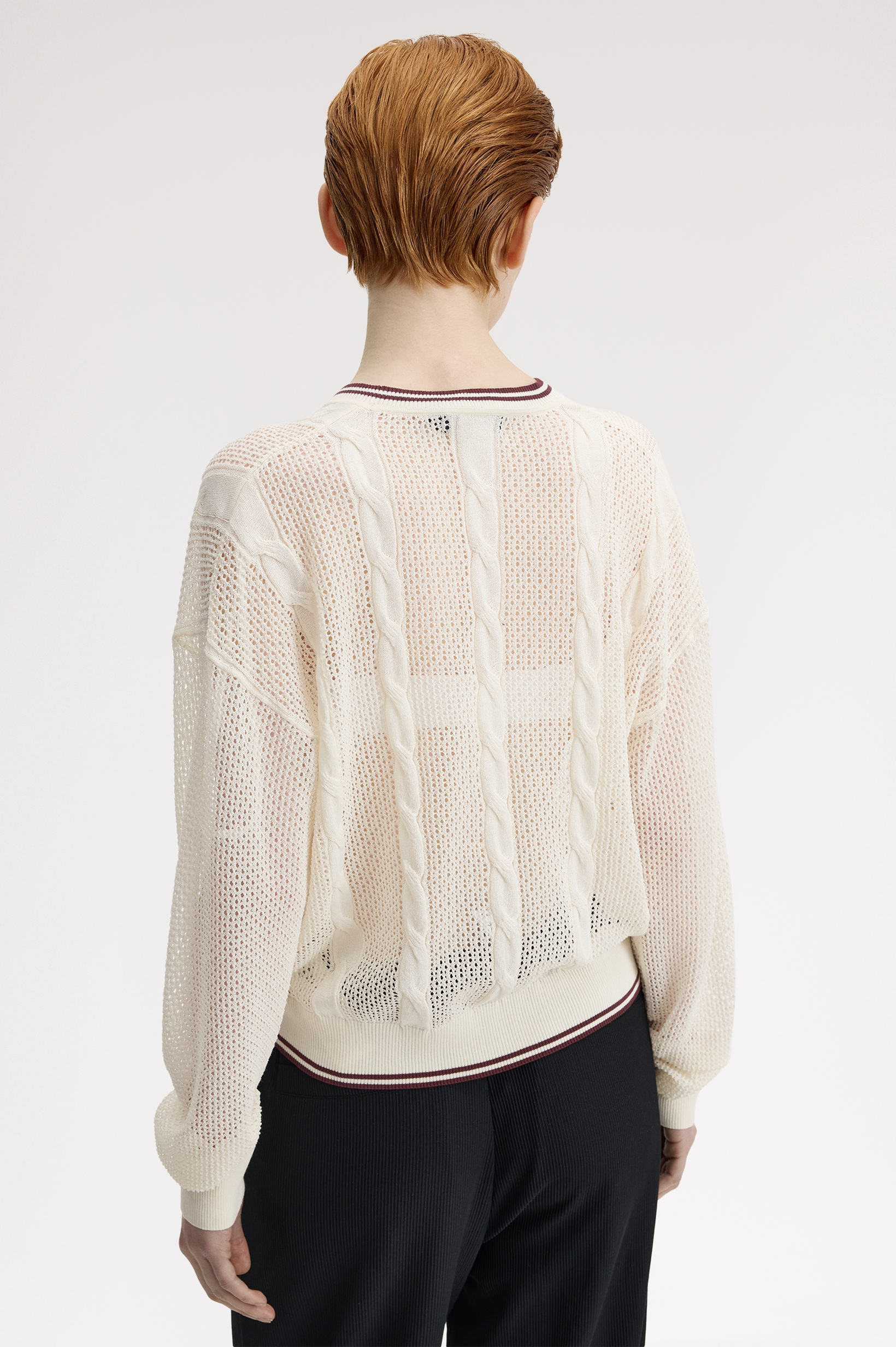 Fred Perry Mesh Cable Knit Jumper (Ecru)
