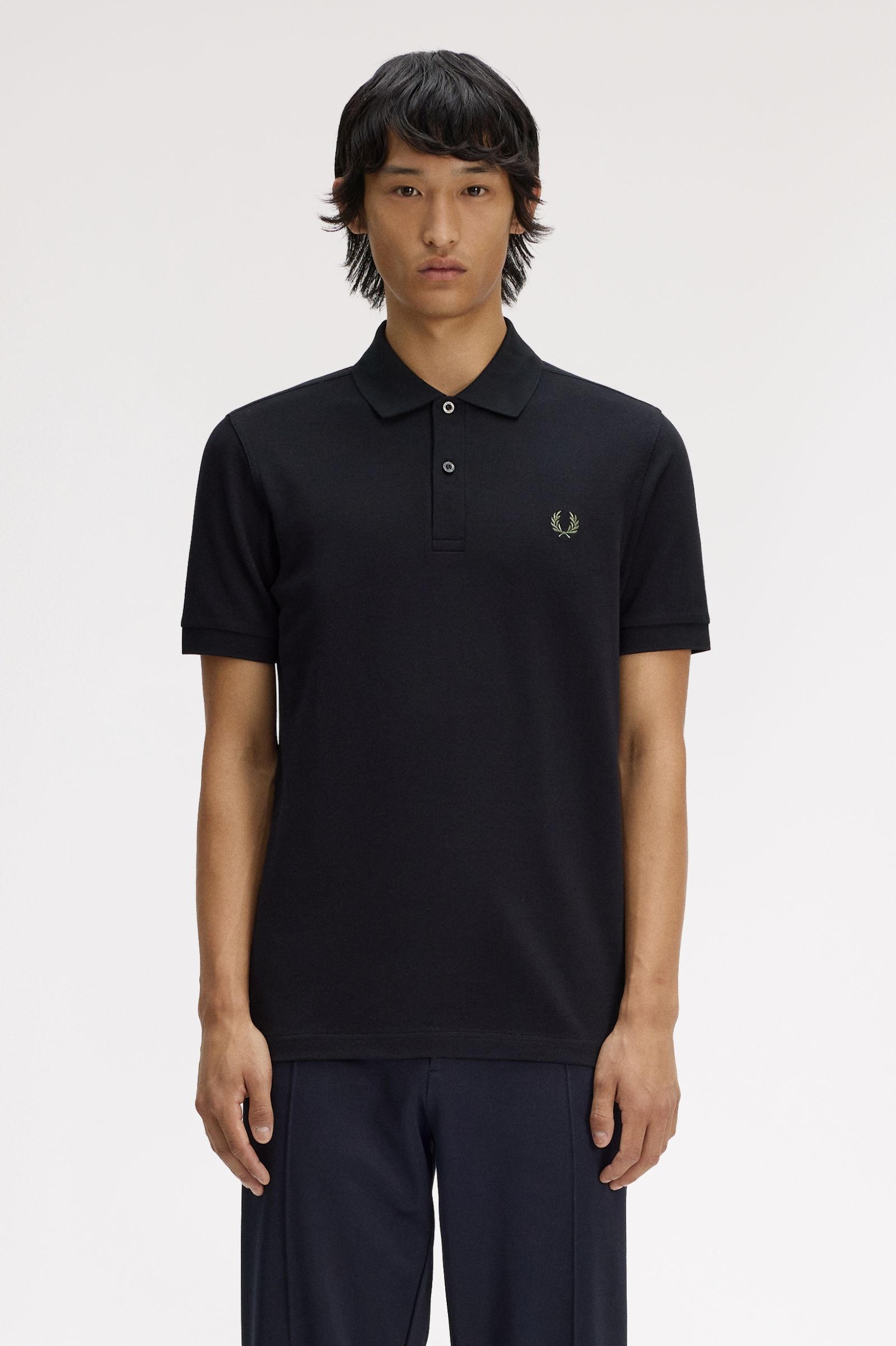 Fred Perry M6000 Polo Shirt (Black/Laurel Wreath Green)