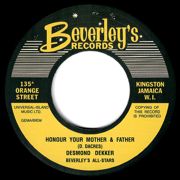 Desmond Dekker - Honour Your Mother And Father / Madgie (7")