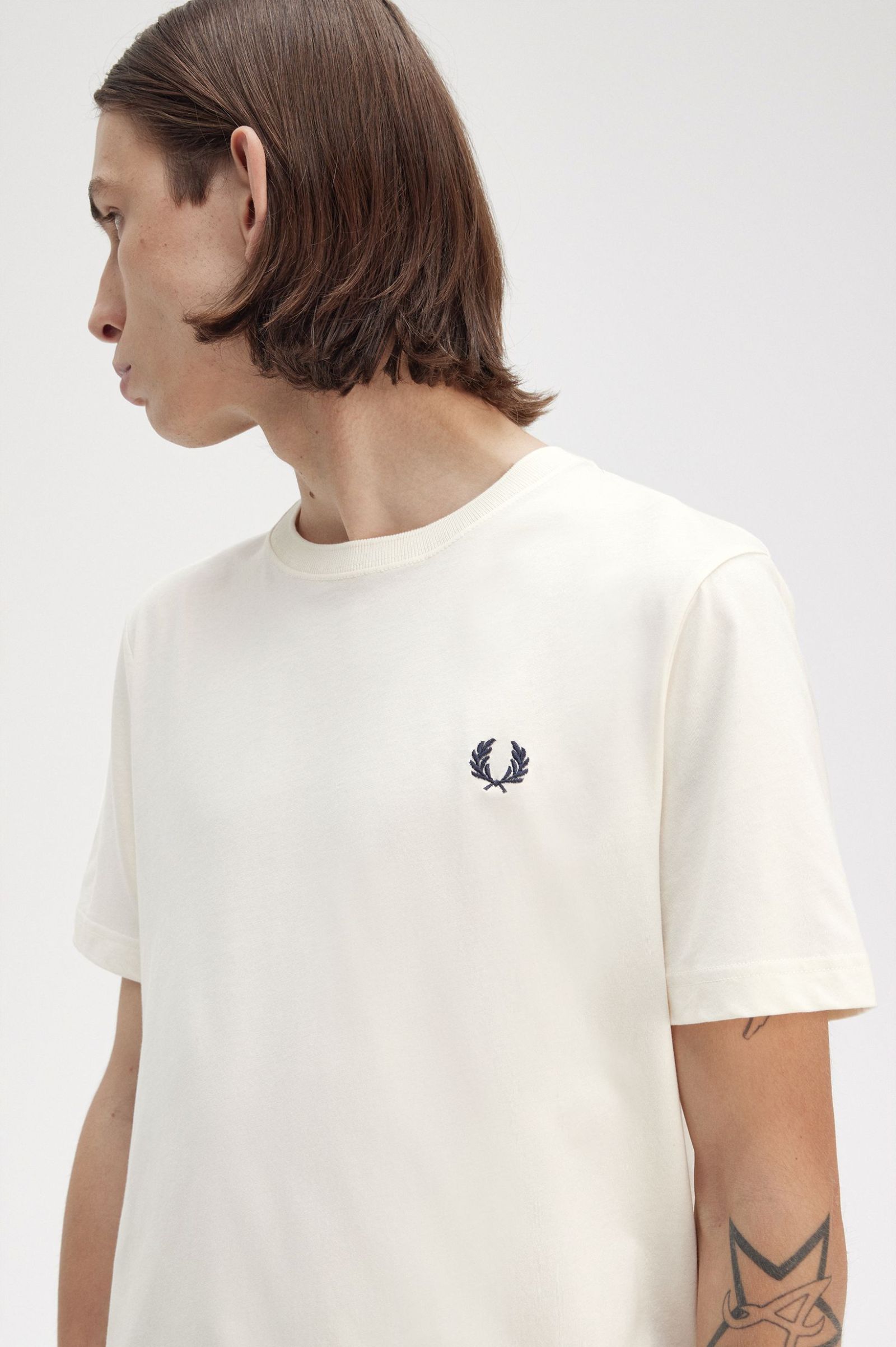 Fred Perry Crew Neck T-Shirt in Ecru