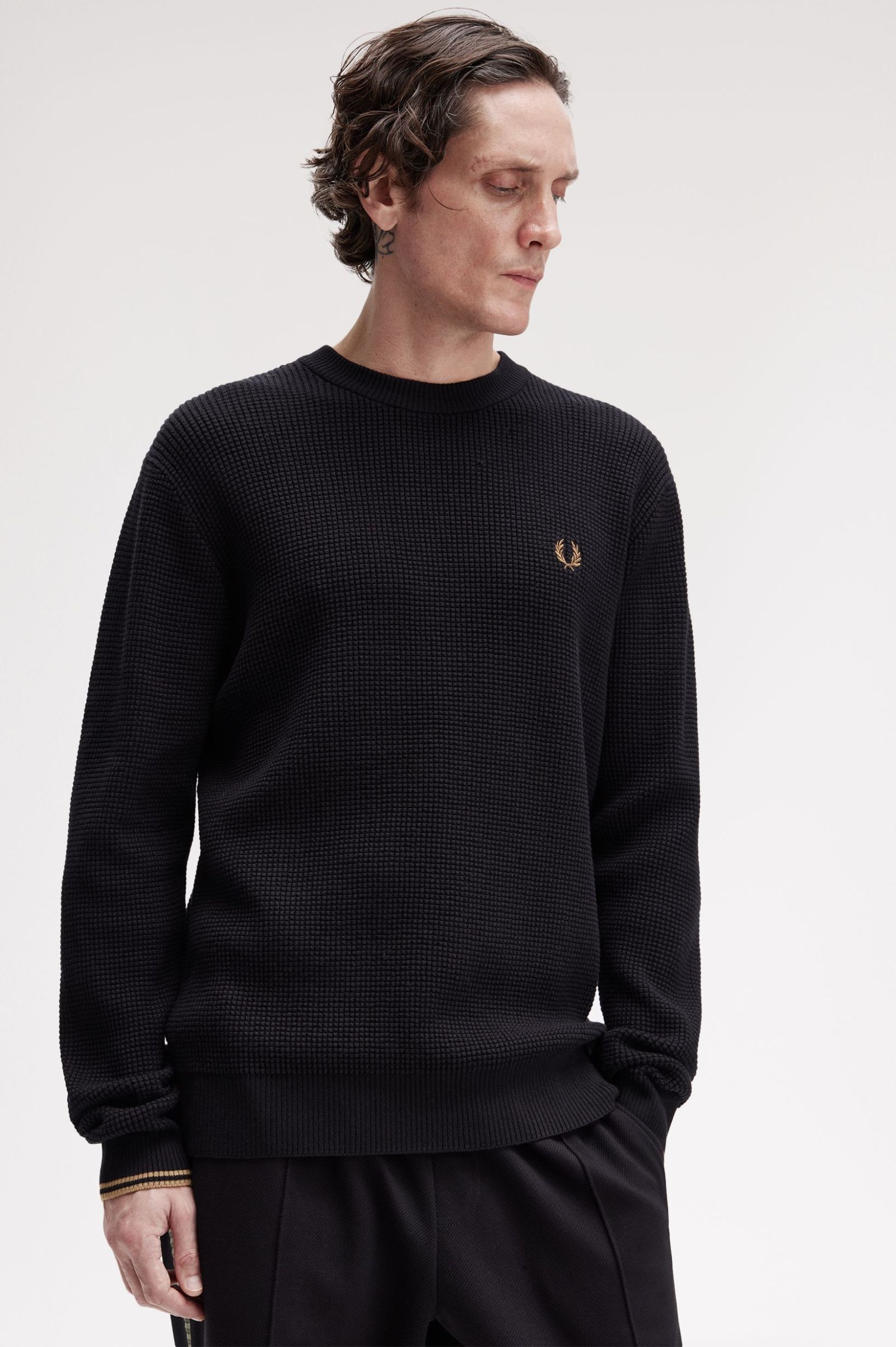Fred Perry Waffle Stitch Jumper (Black)