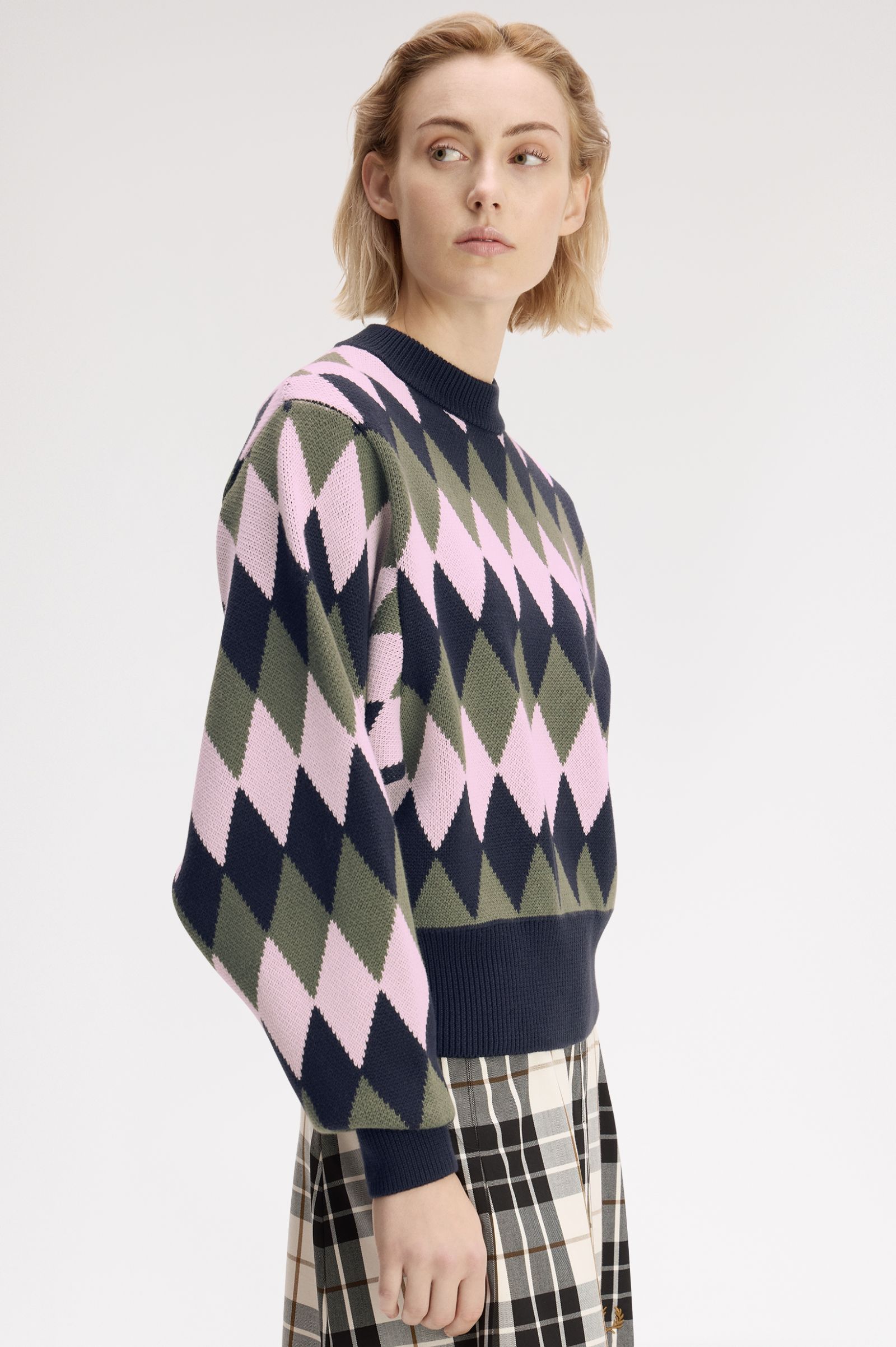 Fred Perry Diamond Jacquard Jumper (Navy)