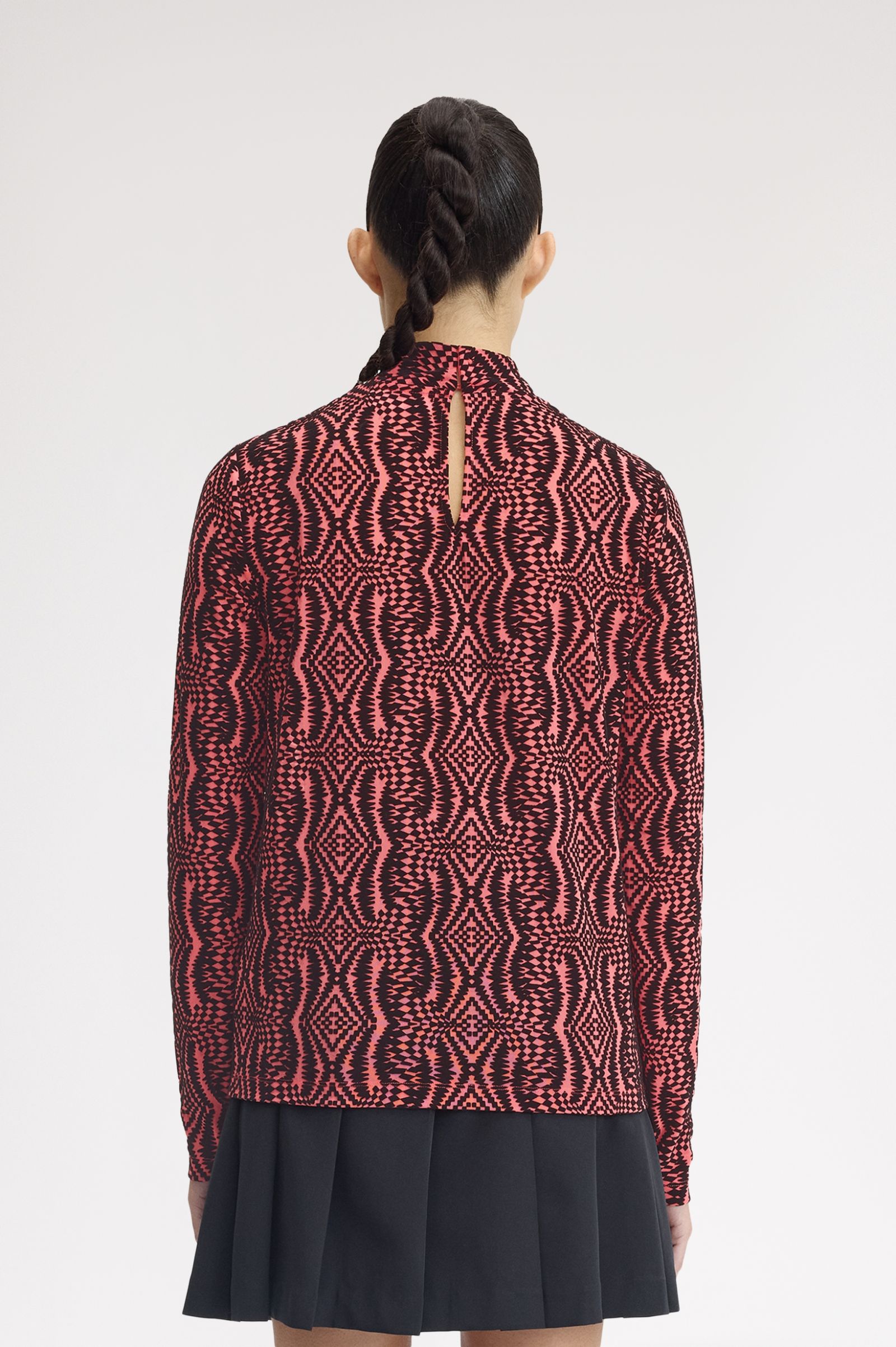 Fred Perry Amy Winehouse Flock Print Mesh Top (Flamingo Tan)