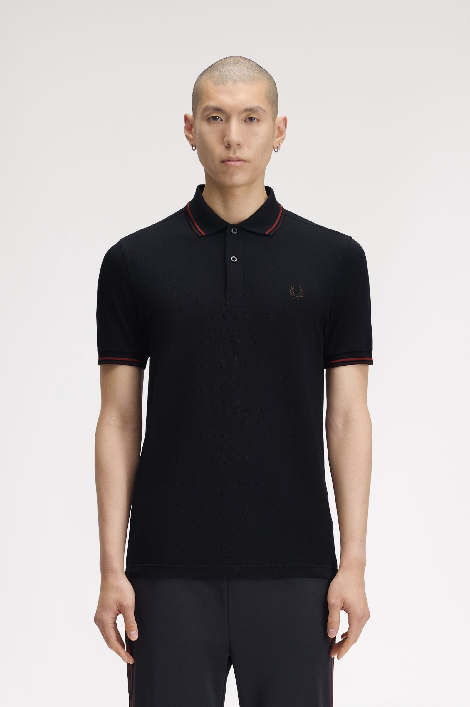 Fred Perry M3600 Twin Tipped Polo Shirt (Navy/Brandy/Rich Brown) 
