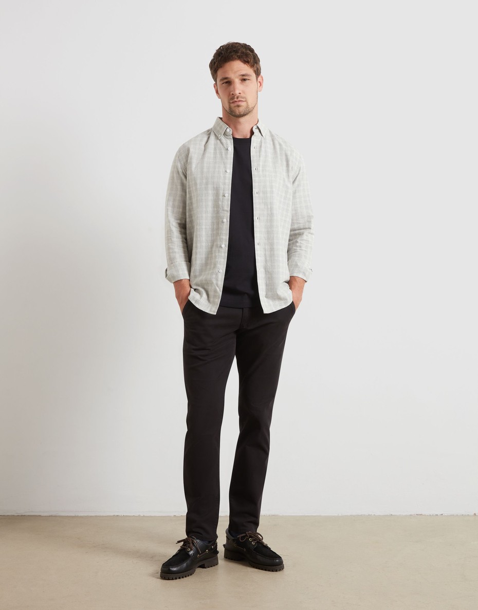 Farah Steen Check Longsleeve (Grey Marl)