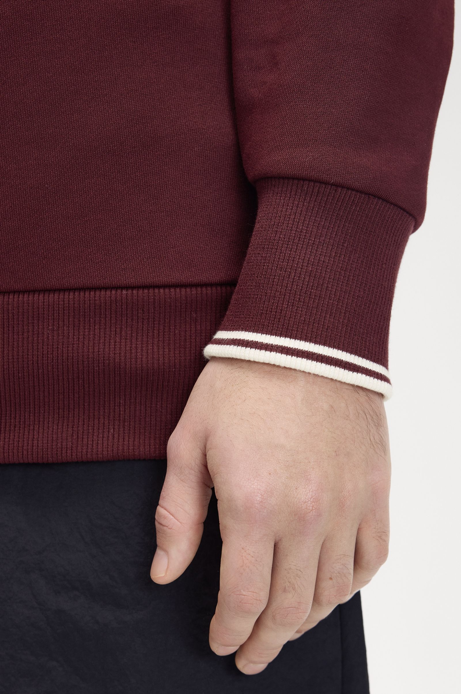Fred Perry Half Zip Sweatshirt (Oxblood/Ecru)