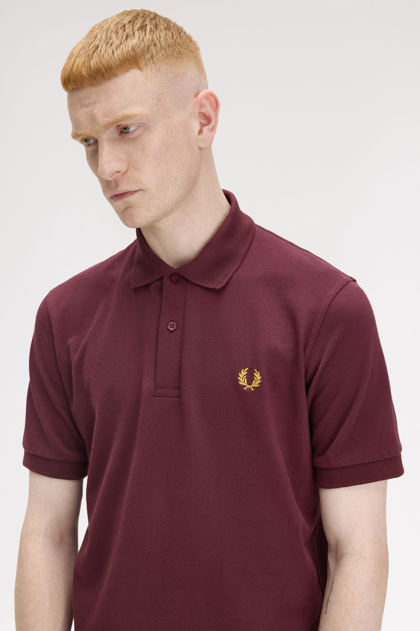 Fred Perry Made in England M3 Shirt in Oxblood/Honeycomb 