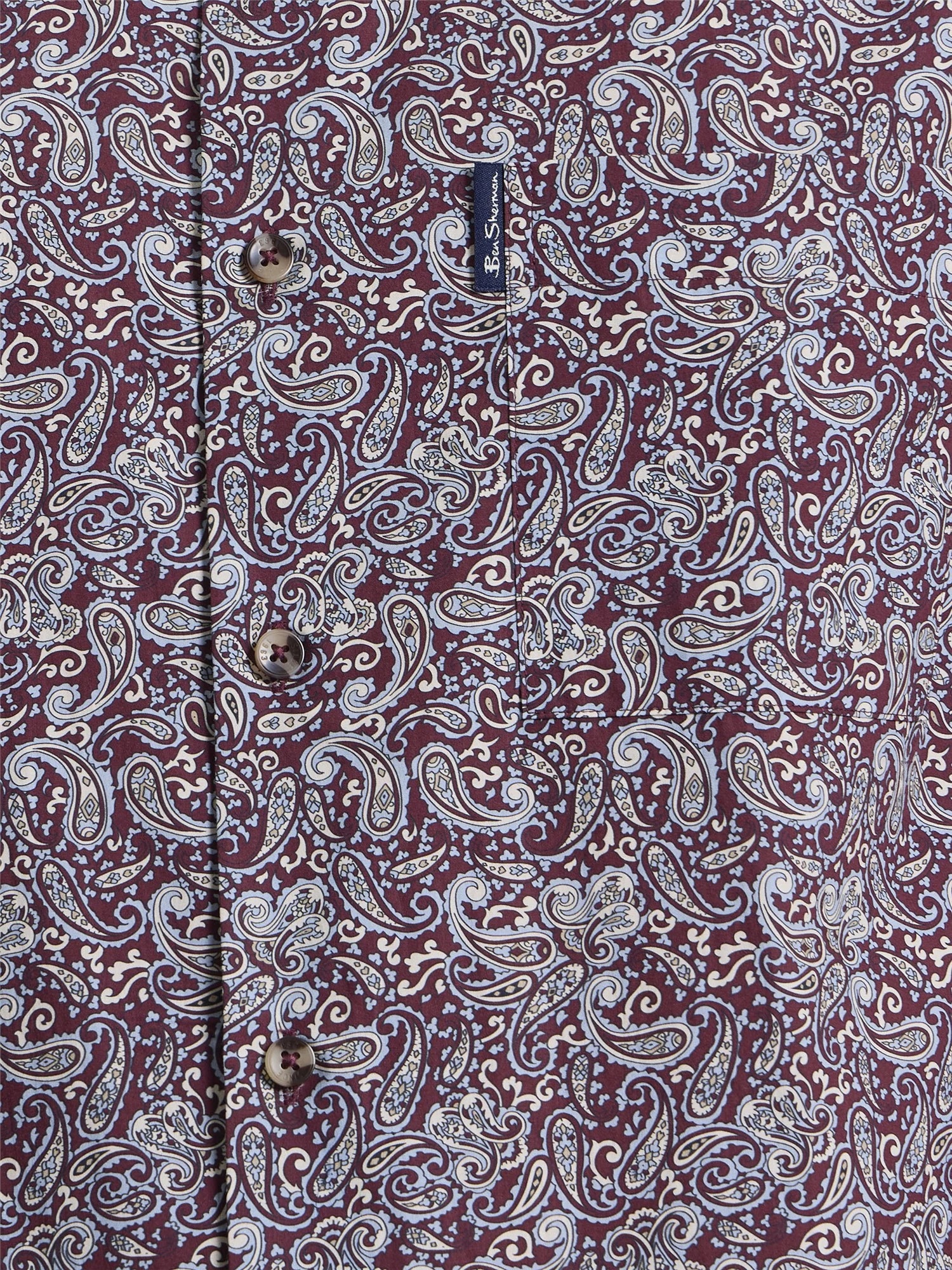 Ben Sherman Long Sleeve Paisley Print Shirt (Maroon)
