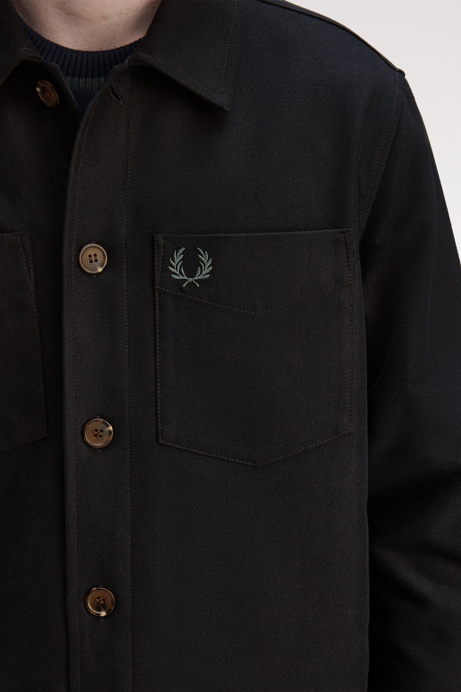 Fred Perry Brushed Twill Overshirt (Black)