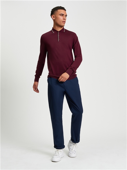 Ben Sherman Tipped Merino Polo (Dark Wine)