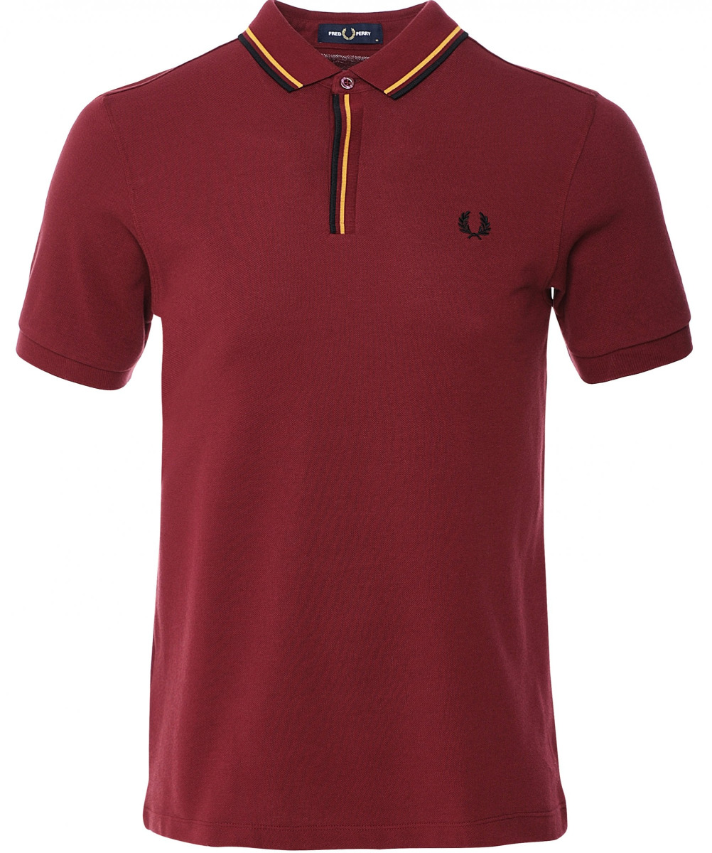 Fred Perry Tipped Placket Herren Poloshirt in Burgundy
