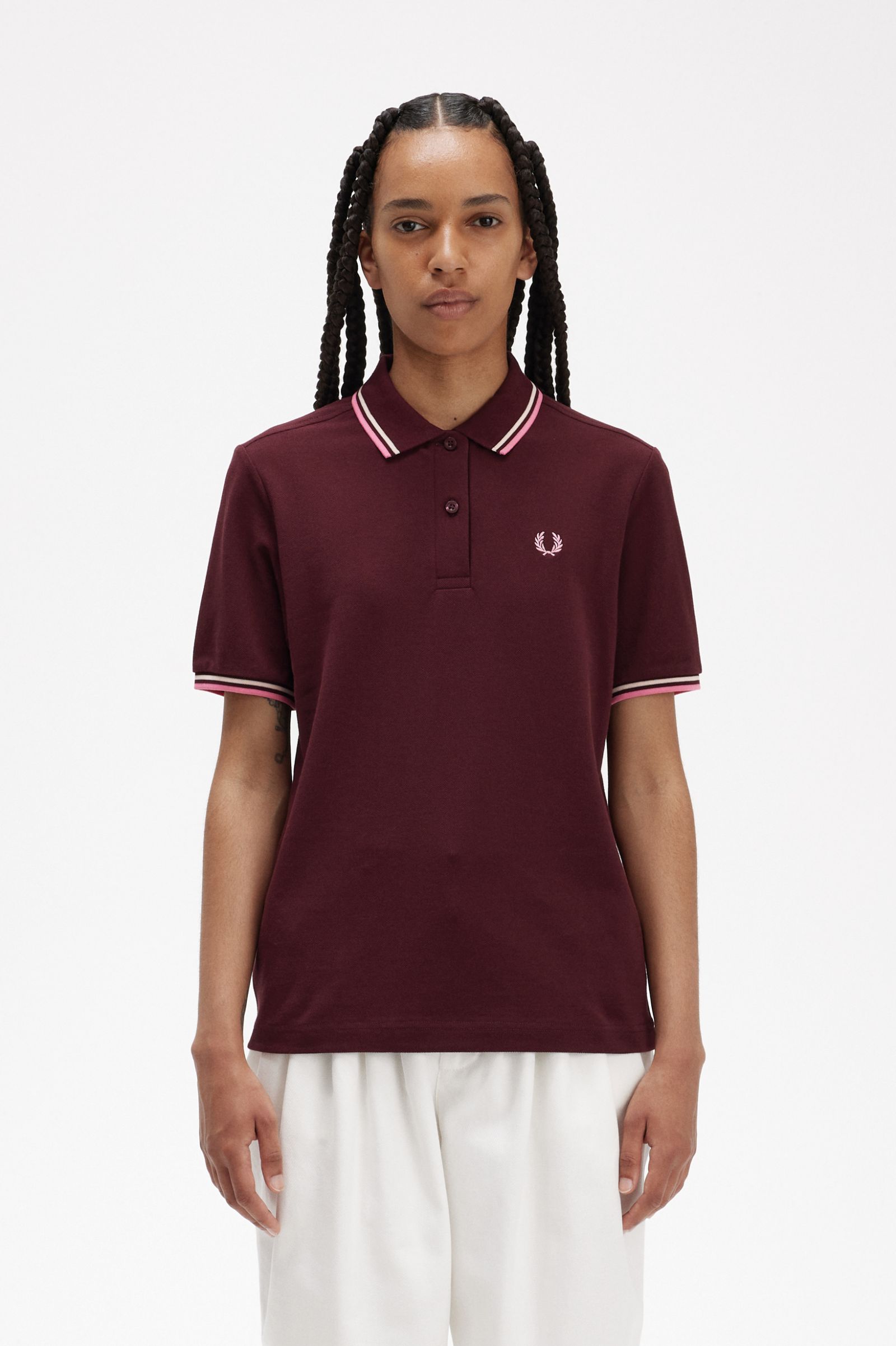 Fred Perry Damen Twin Tipped Shirt in Oxblood 10 100 010 01879.1