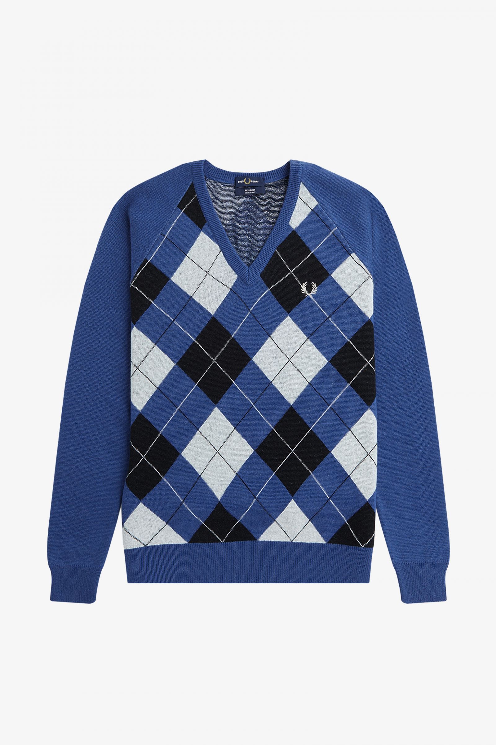 Fred Perry Pullover Lambswool Argyle in Cobalt