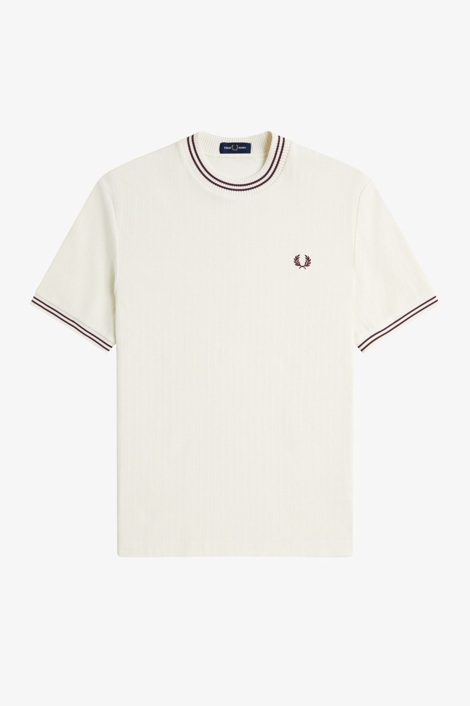 Fred Perry Ribbed Jersey T-Shirt in Ecru