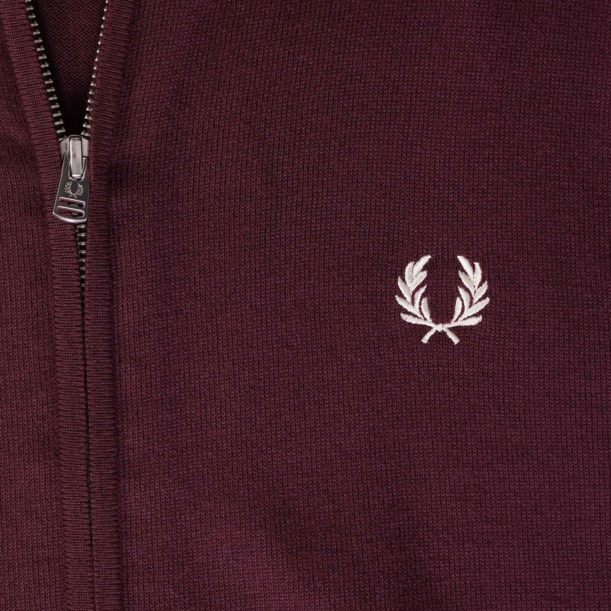 Fred Perry Zip Thru Cardigan Oxblood