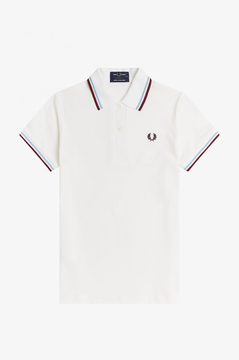 Fred Perry Twin Tipped Polo G12 White/Maroon-14