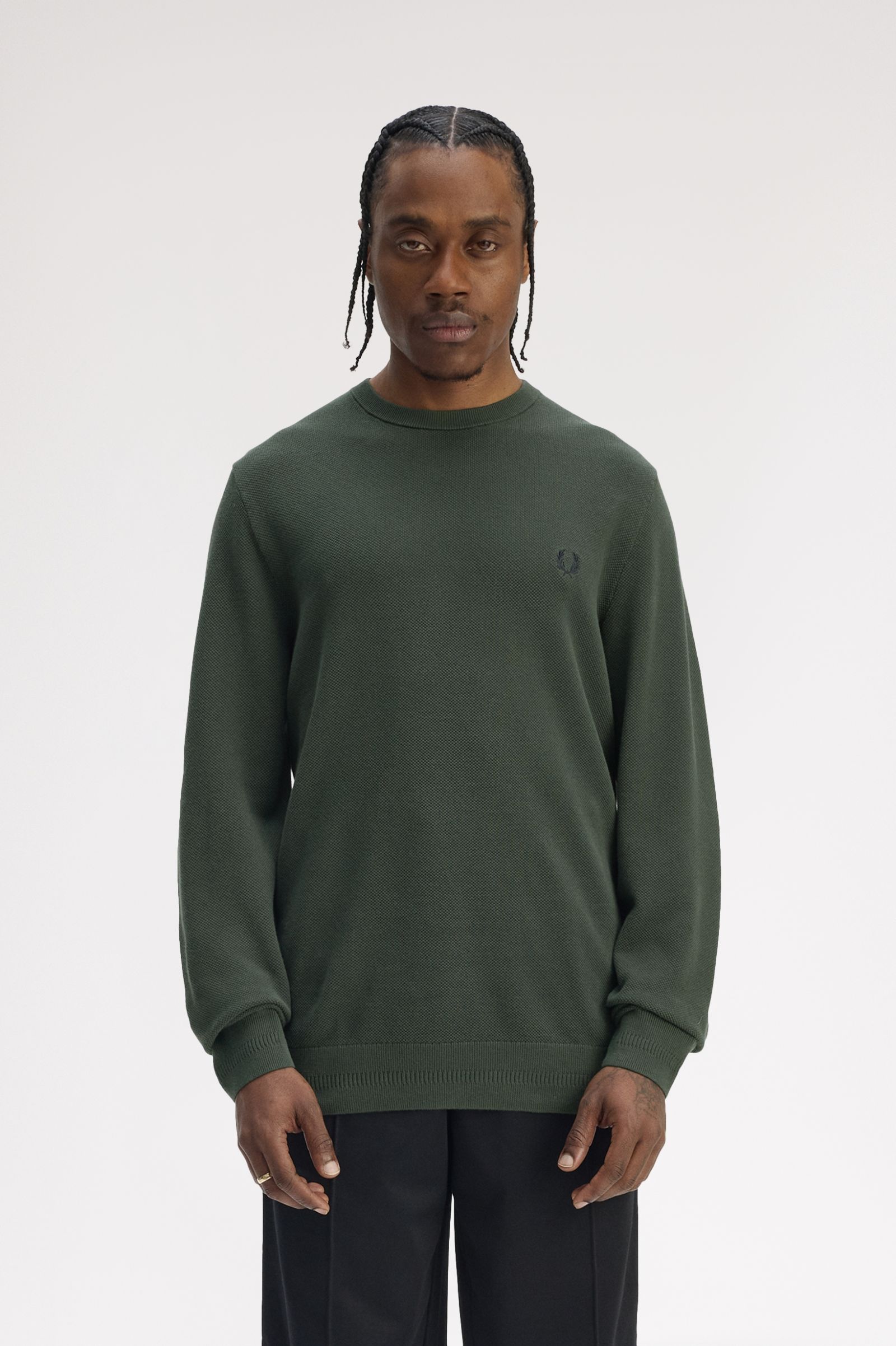 Fred Perry Pique Stitch Jumper (Court Green)