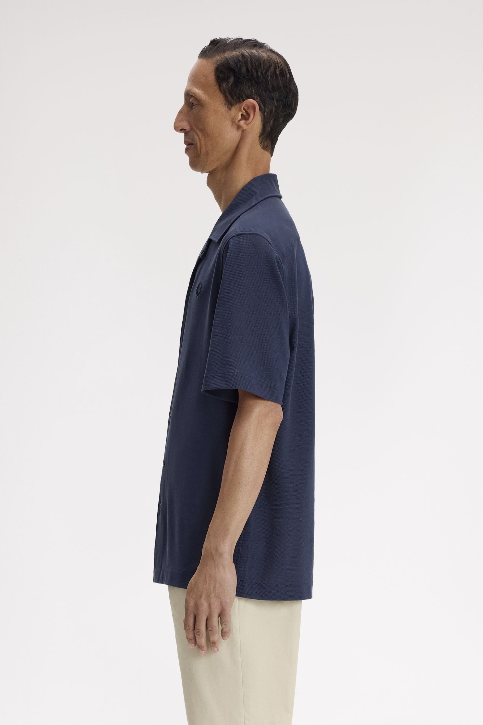 Fred Perry Compress Mesh Revere Collar Shirt (Dark Airforce)