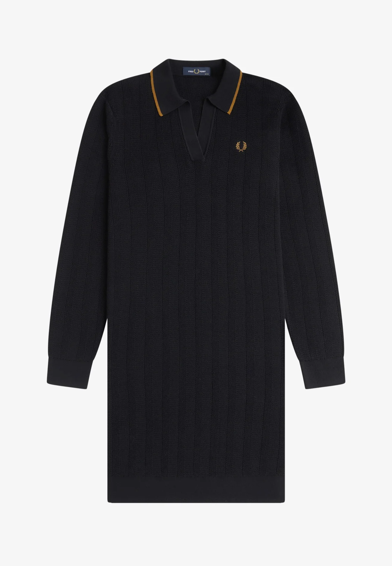 Fred Perry Textured Knitted Shirt Dress (Black)