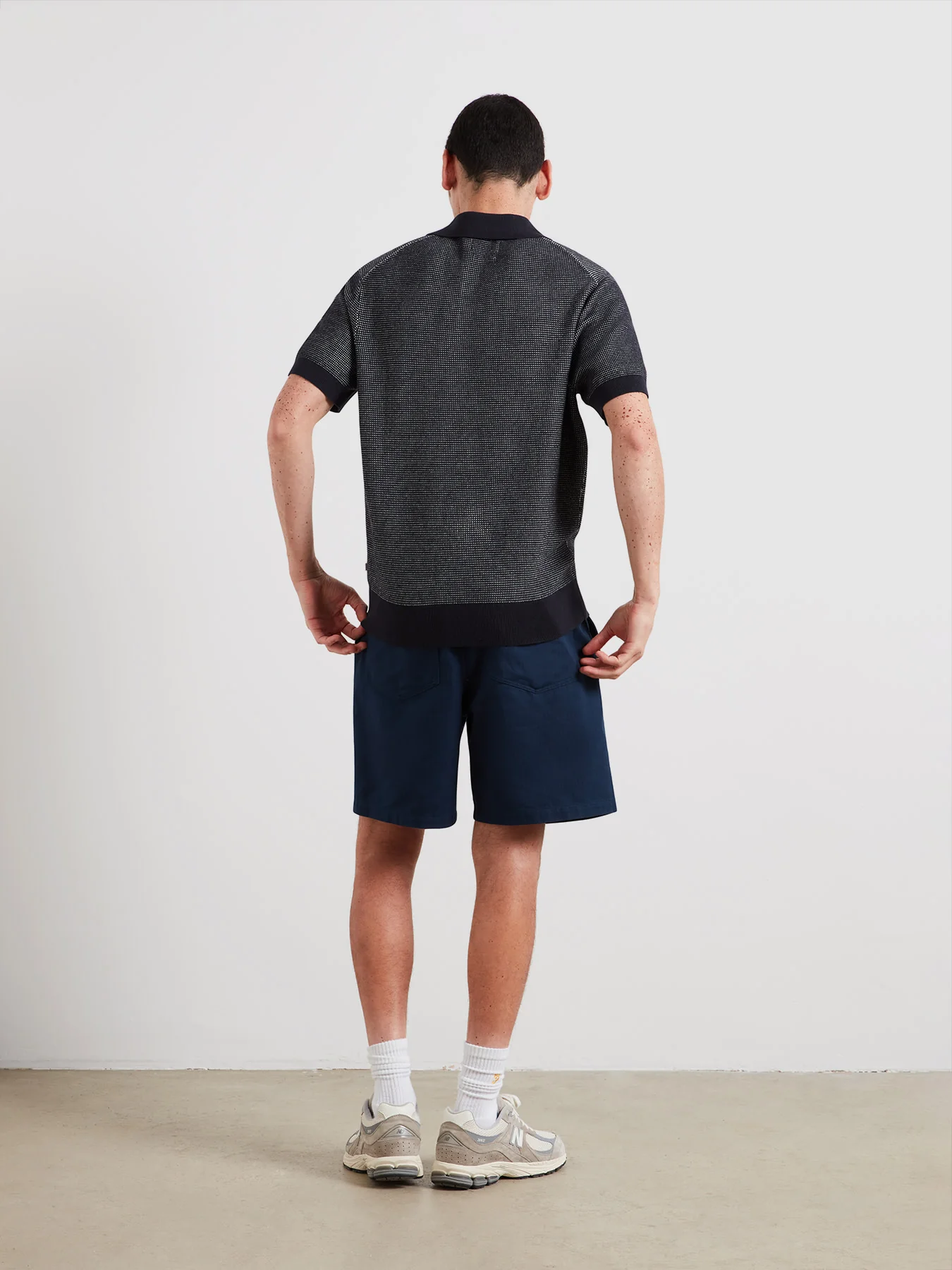 Farah Knitted Polo Shirt Birch (True Navy) 