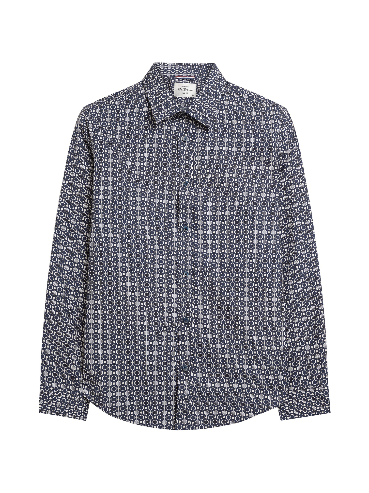 Ben Sherman Long Sleeve Mono Geo Print Shirt (Twilight Denim)