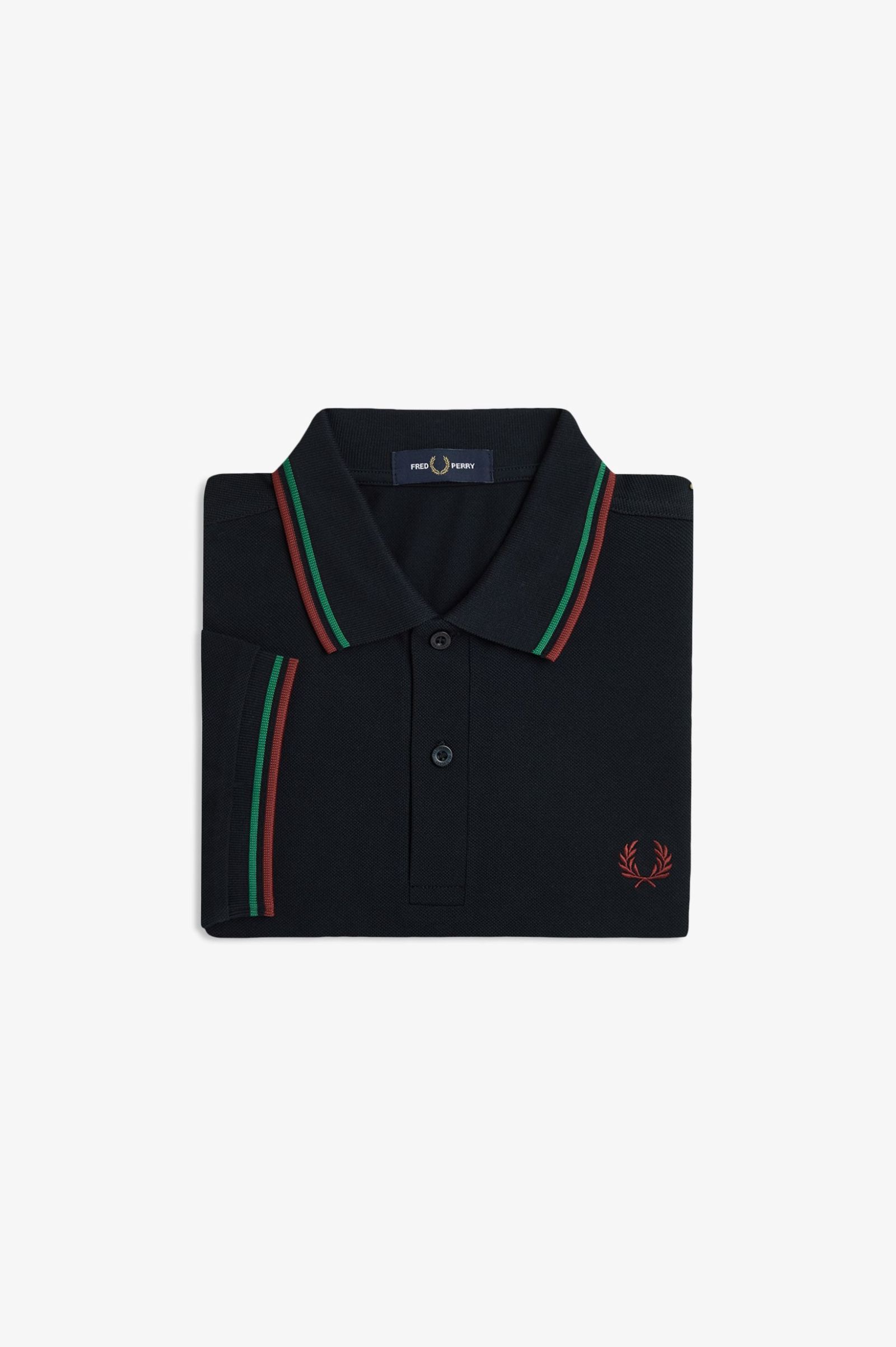 Fred Perry Twin Tipped Polo Shirt (Navy/Sport Green/Burnt Red)