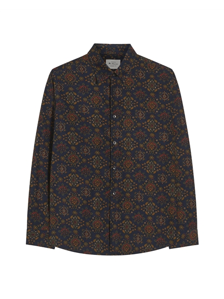 Ben Sherman Foulard Print Cord  Shirt (Khaki)