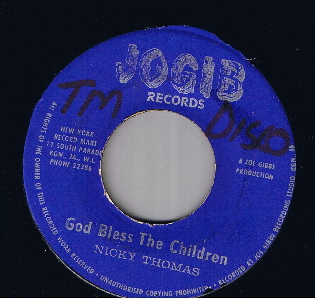 Nicky Thomas - God Bless The Children / Jogibs - Rhythm Version 2 (7")