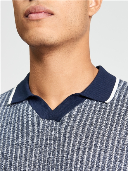 Ben Sherman Short Sleeve Bi Coloured Textured Polo (Dark Navy)