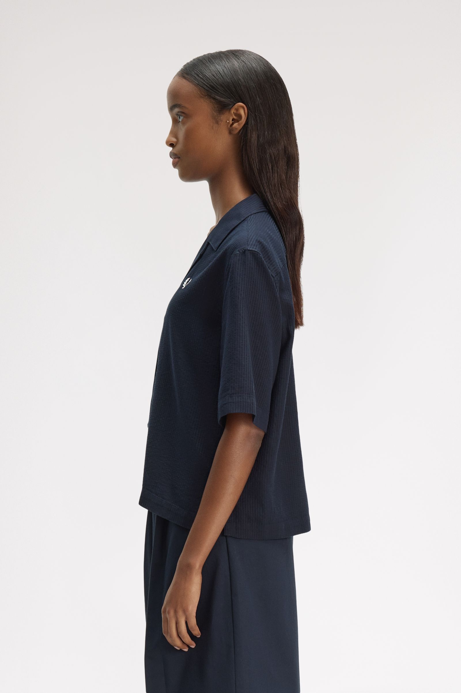 Fred Perry Sheer Stripe Shirt (Navy)