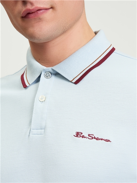 Ben Sherman Short Sleeve Signature Pique Polo (Powder Blue)