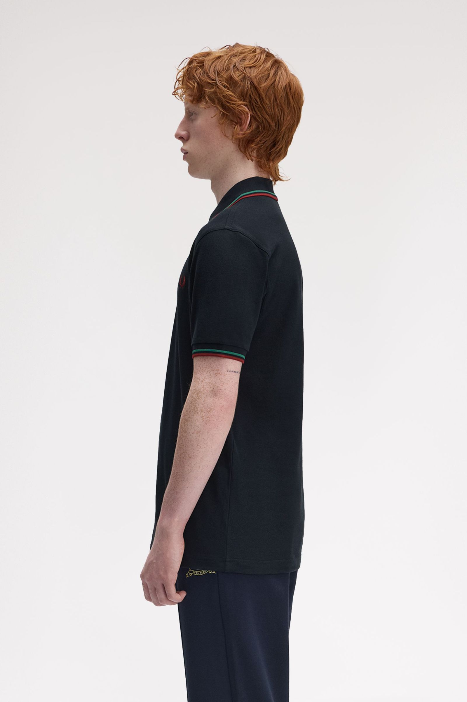 Fred Perry Twin Tipped Polo Shirt (Navy/Sport Green/Burnt Red)