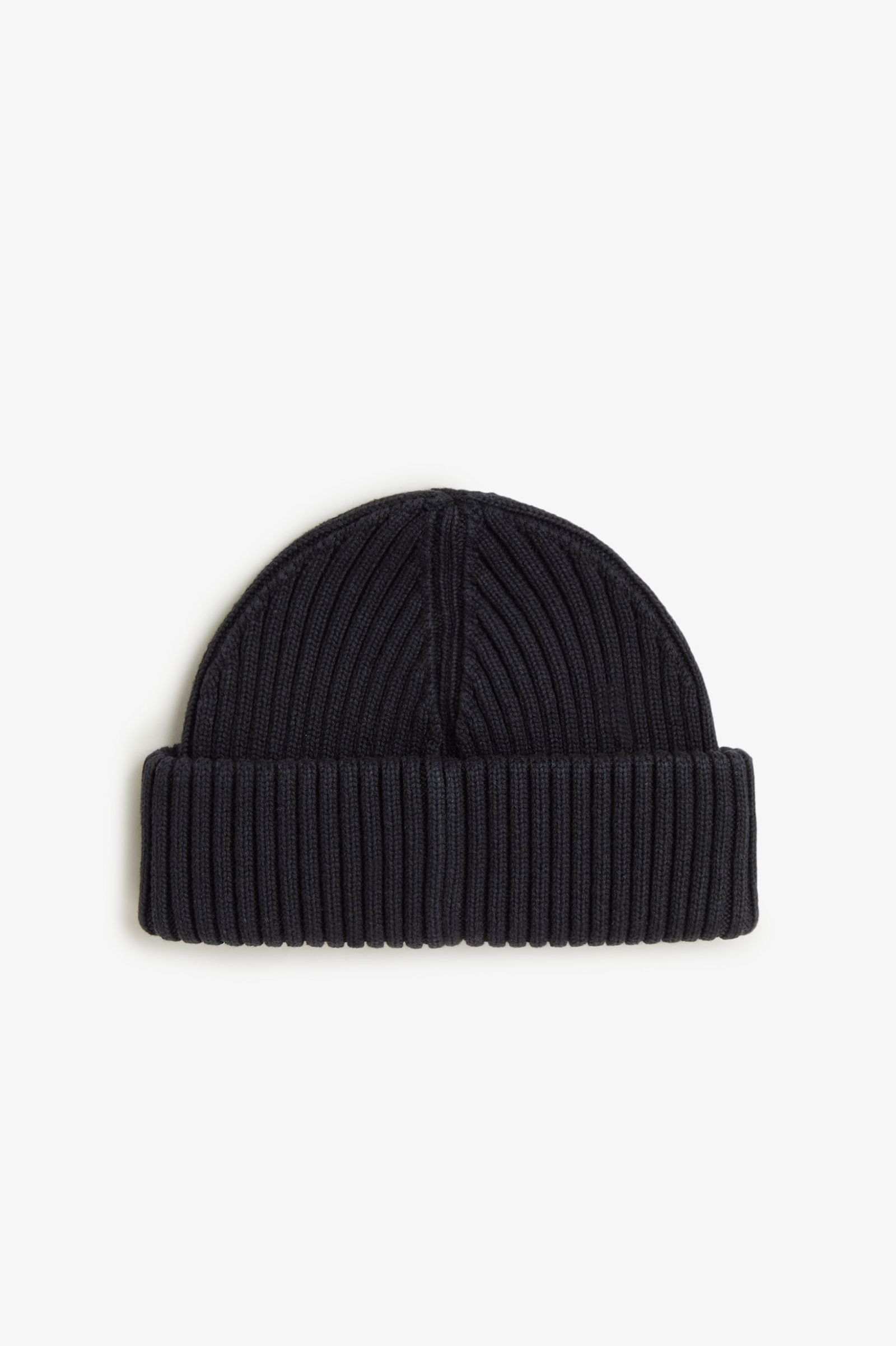 Fred Perry Cotton Ribbed Beanie (Black)