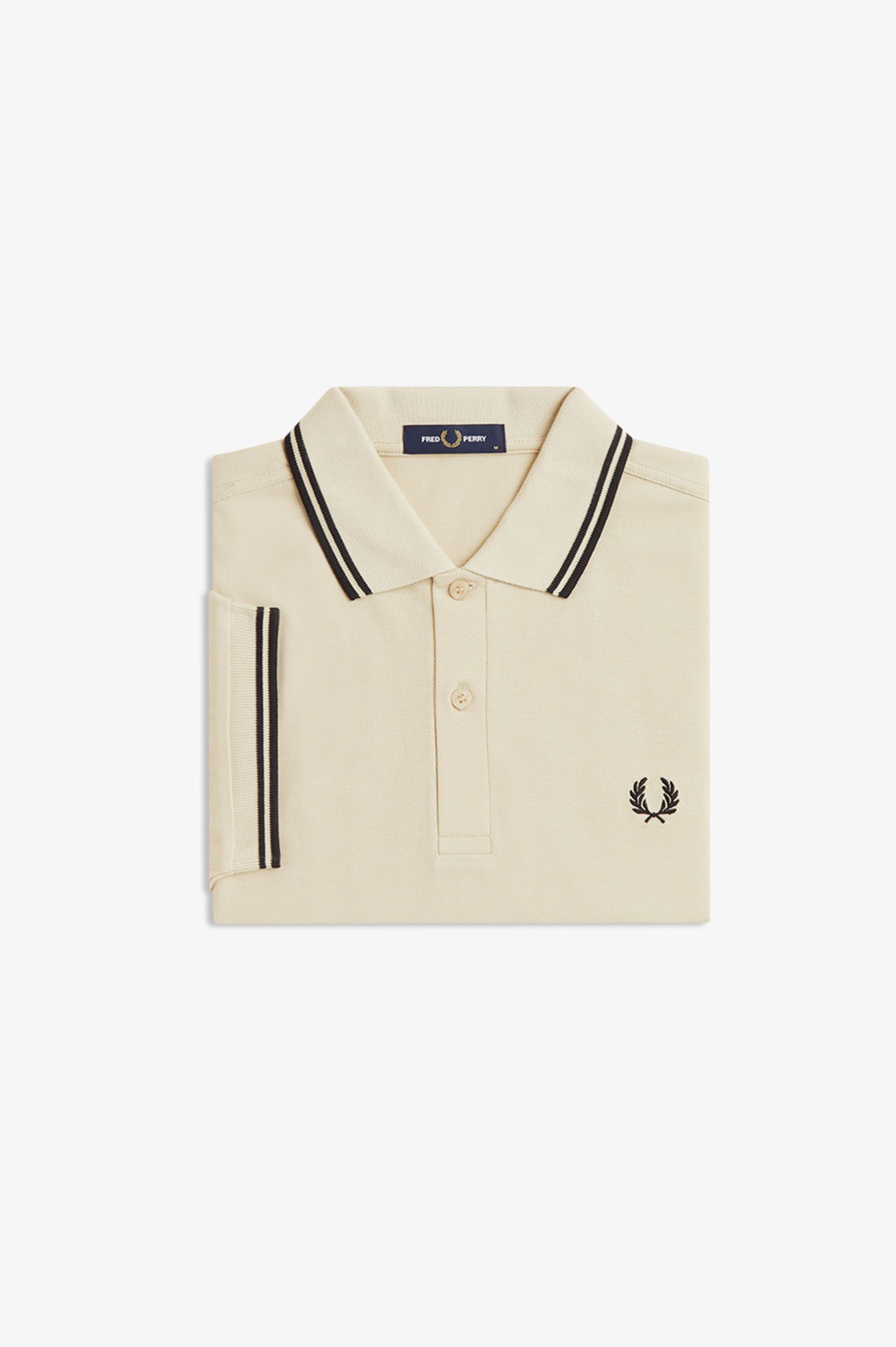Fred Perry M3600 Polo Shirt (Oatmeal/Black/Black)