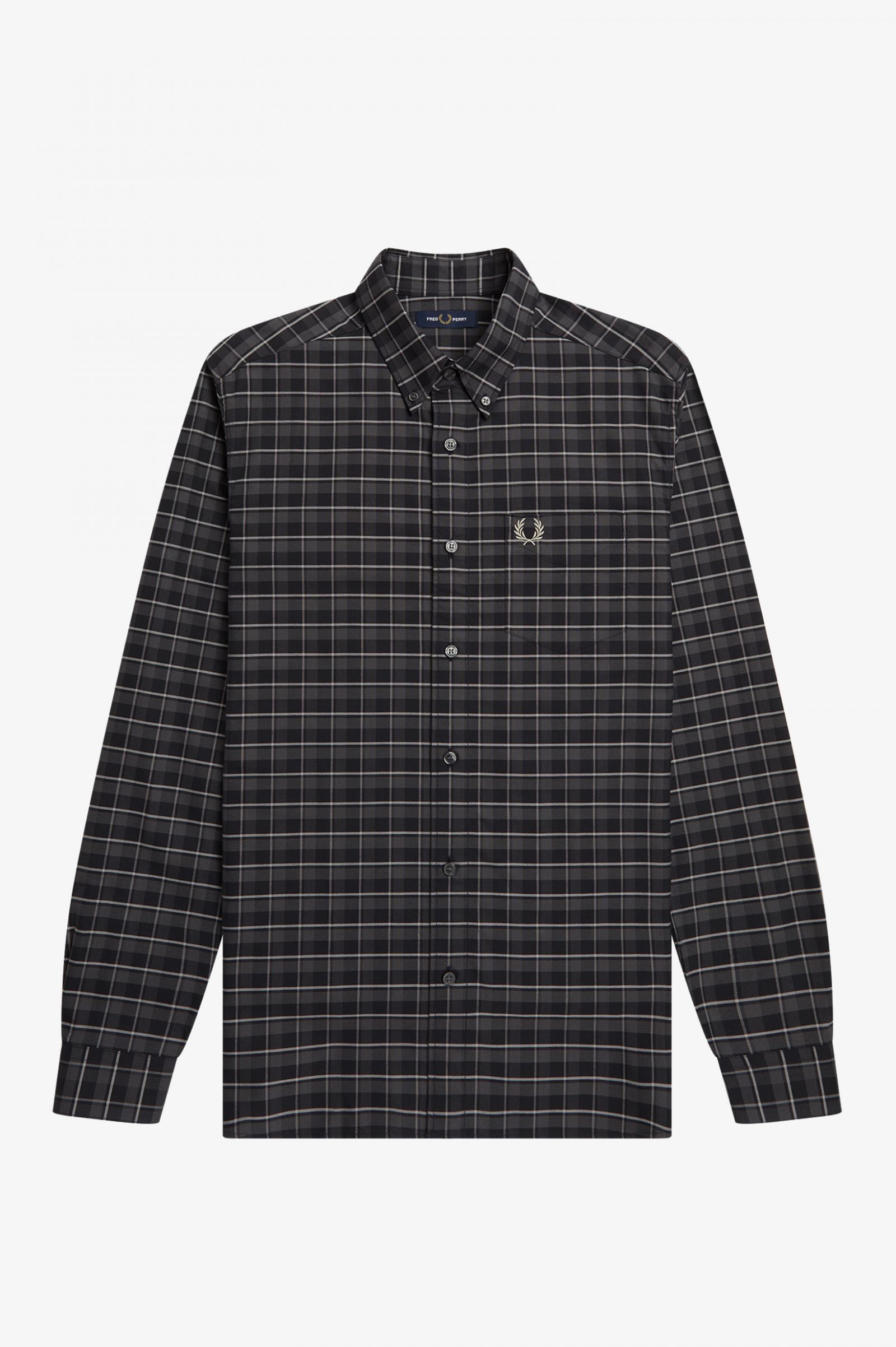 Fred Perry Hemd Oxford Check in Gunmetal