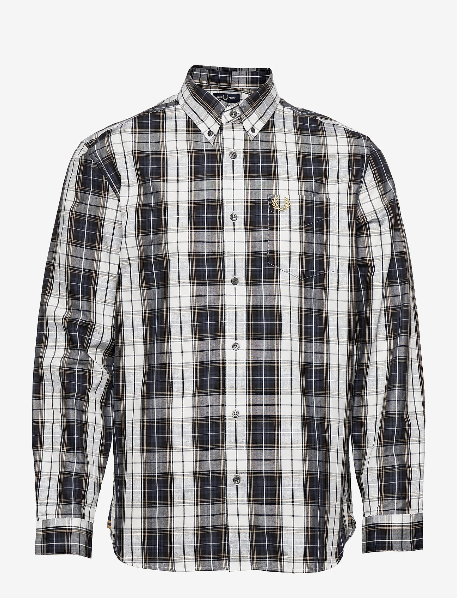Fred Perry Check Shirt Dark Airforce-S