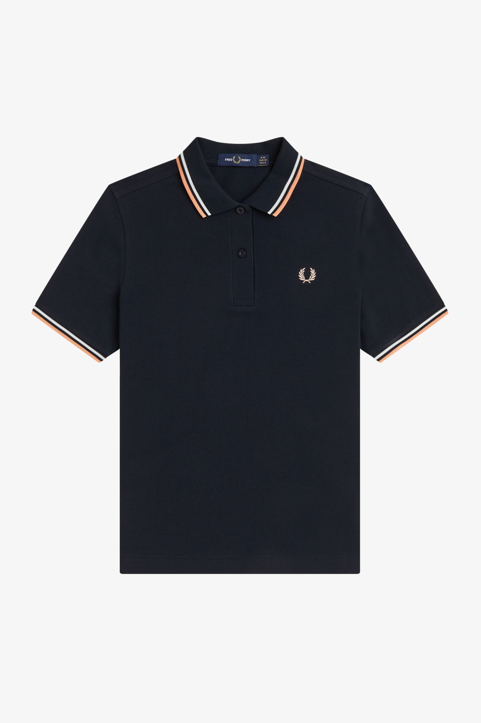 Fred Perry Damen Twin Tipped Polo Shirt (Navy/Snow White/Peach)
