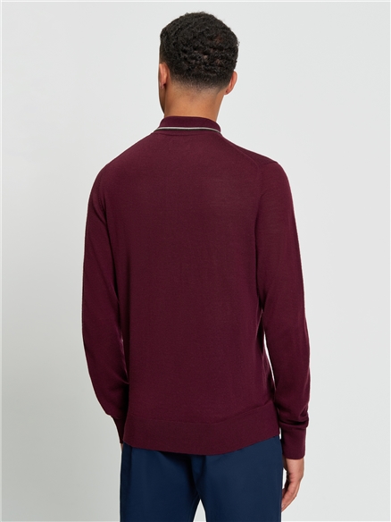 Ben Sherman Tipped Merino Polo (Dark Wine)
