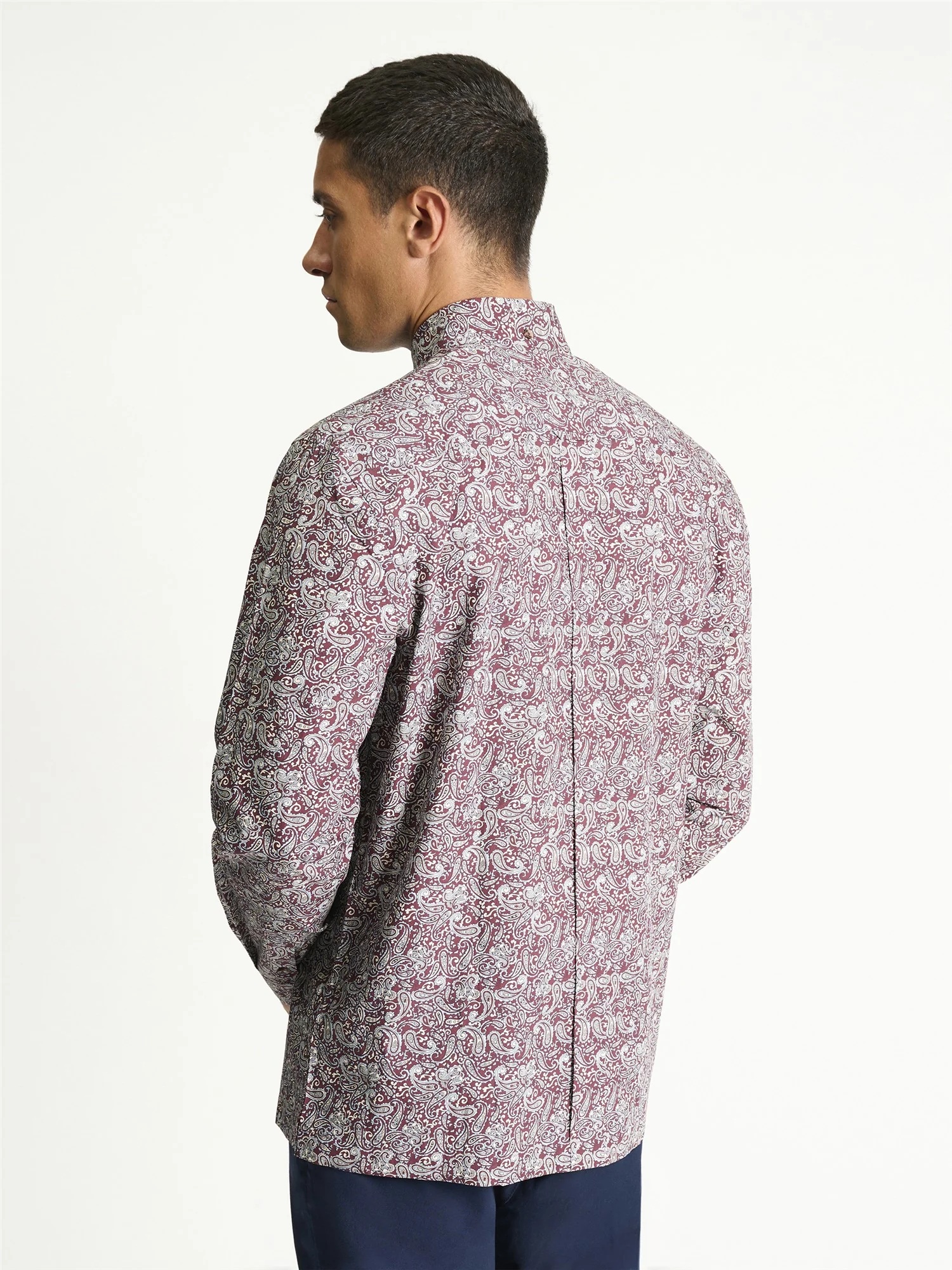 Ben Sherman Long Sleeve Paisley Print Shirt (Maroon)